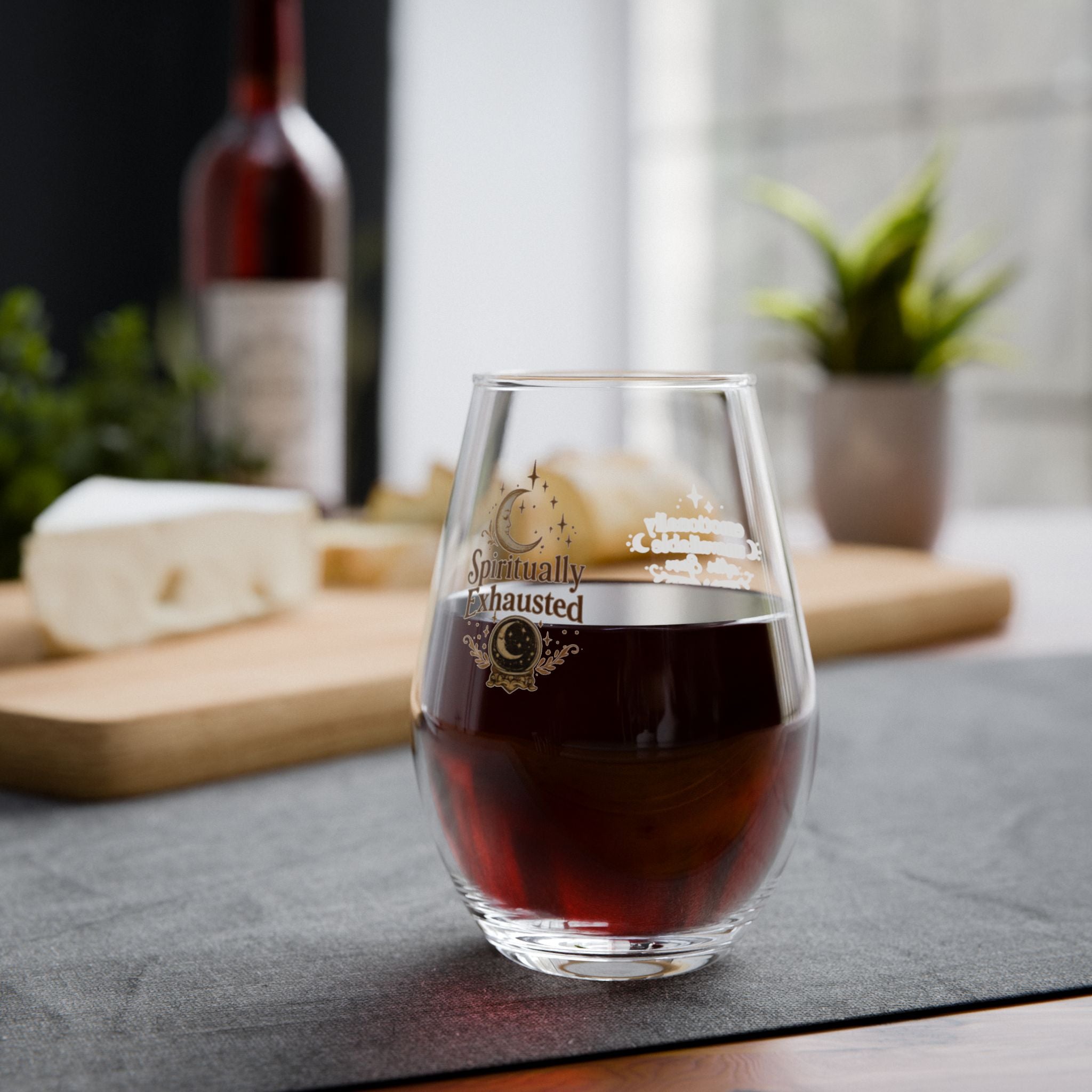 Spiritually Exhausted Stemless Wine Glass, 11.75 oz